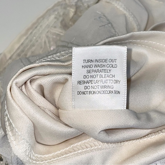 SKIES ARE BLUE | Ivory Sequin Beaded Skirt Women’s Size Large - Picture 6 of 8